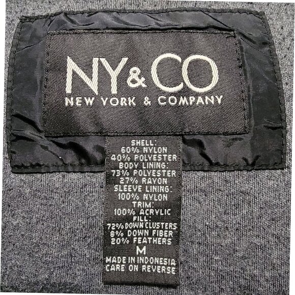 NY & CO Women's Size Medium Black Down-Filled Winter Puffer Jacket - Picture 6 of 8